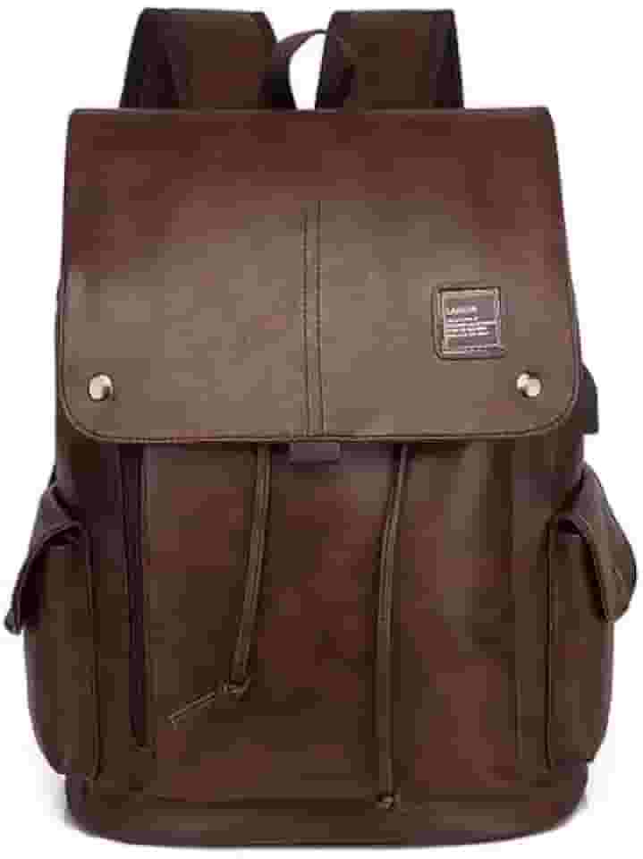 Mochila de Couro Executiva Notebook Estilosa Multifuncional (Marrom)