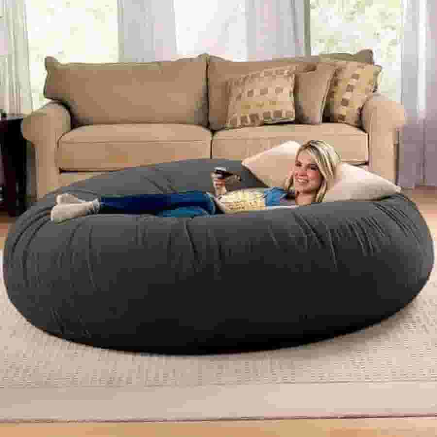 Puff Gigante Redondo140x20 Sem Enchimento Suede Premium Linha Gold