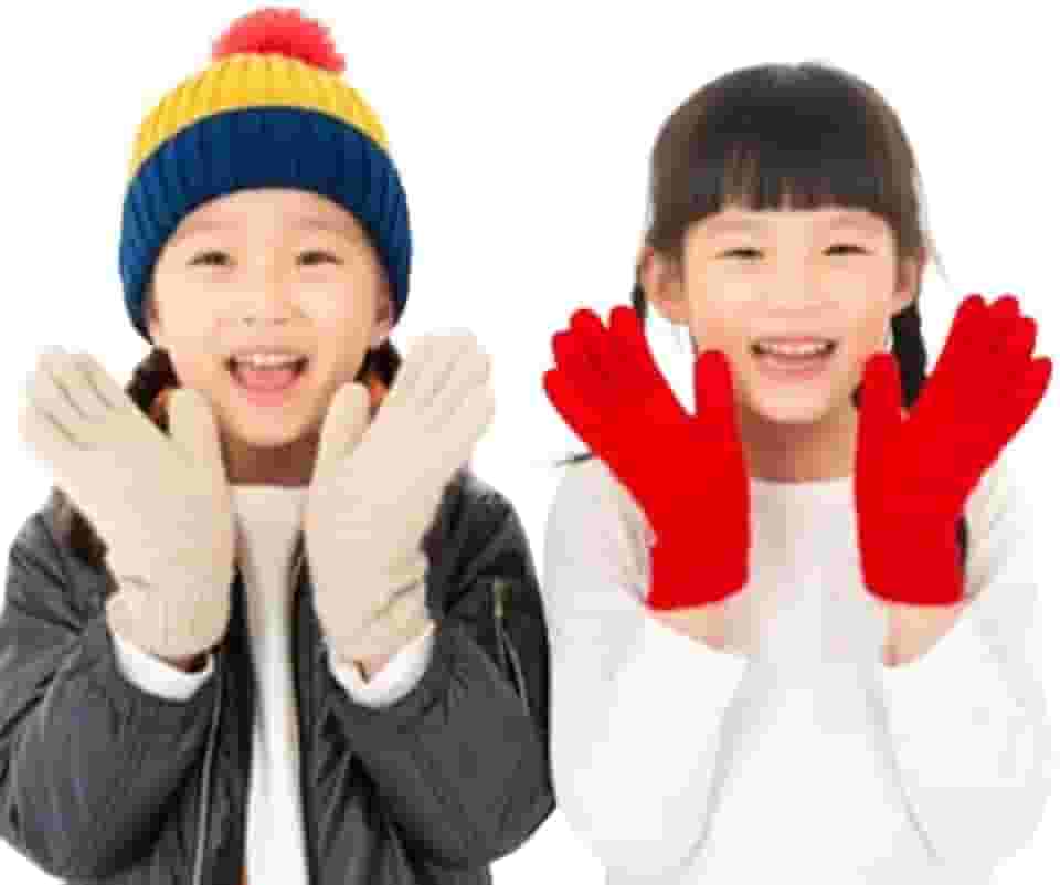 Kit 2 Par de luvas de frio lã Infantil Inverno Coloridas