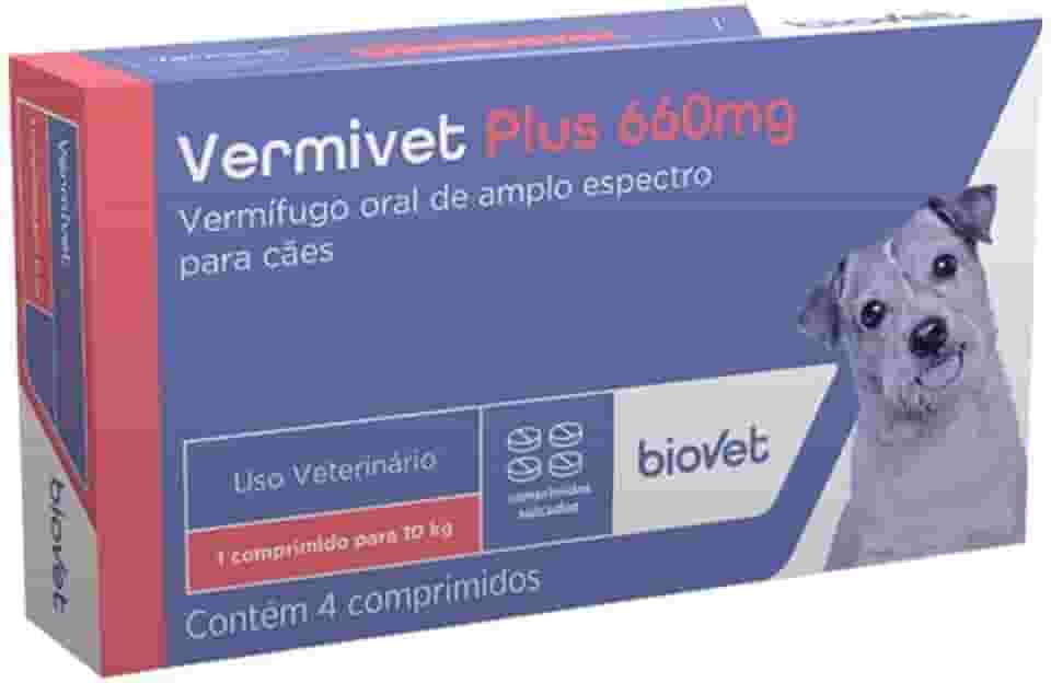 Biovet Vermífugo Vermivet Plus 660Mg Para Cães - 4 Comprimidos