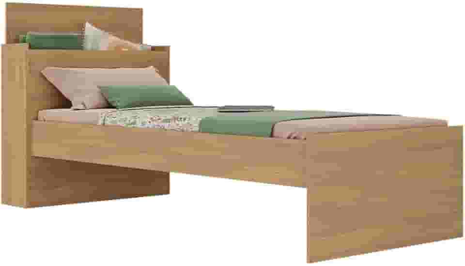 Cama de Solteiro para Colchão 188 x 78cm com Baú Embutido Multimóveis Mp4229 Branco - Rustic