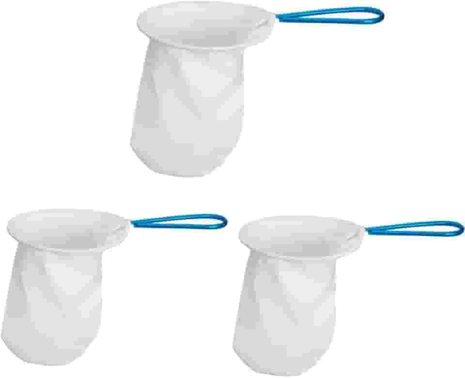 Coador de Café em Flanela, Filtro Reutilizável e Lavável, Cabo de Arame, Branco, Kit com 3 Unidades