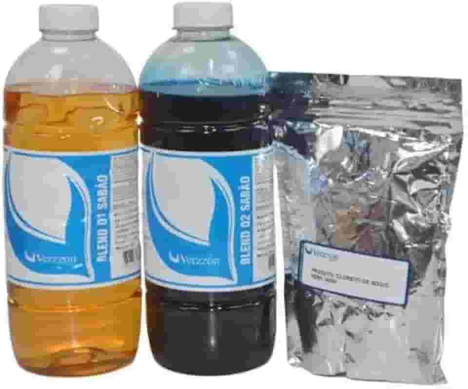 Kit Base para Sabão Lava Roupas Premium 1kg Azul Rende 20 Litros Verzzon (2.400gr)