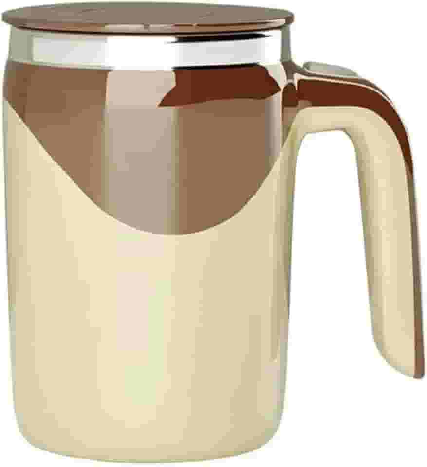 Caneca Magnética Aço Inox Misturadora Automática de Bebidas 380ml, Bateria Recarregável USB, Base Antiderrapante, Copo Elétrico Mixer de Café, Leite em Pó, Shakes, Whey Protein, Achocolatado (Marrom)