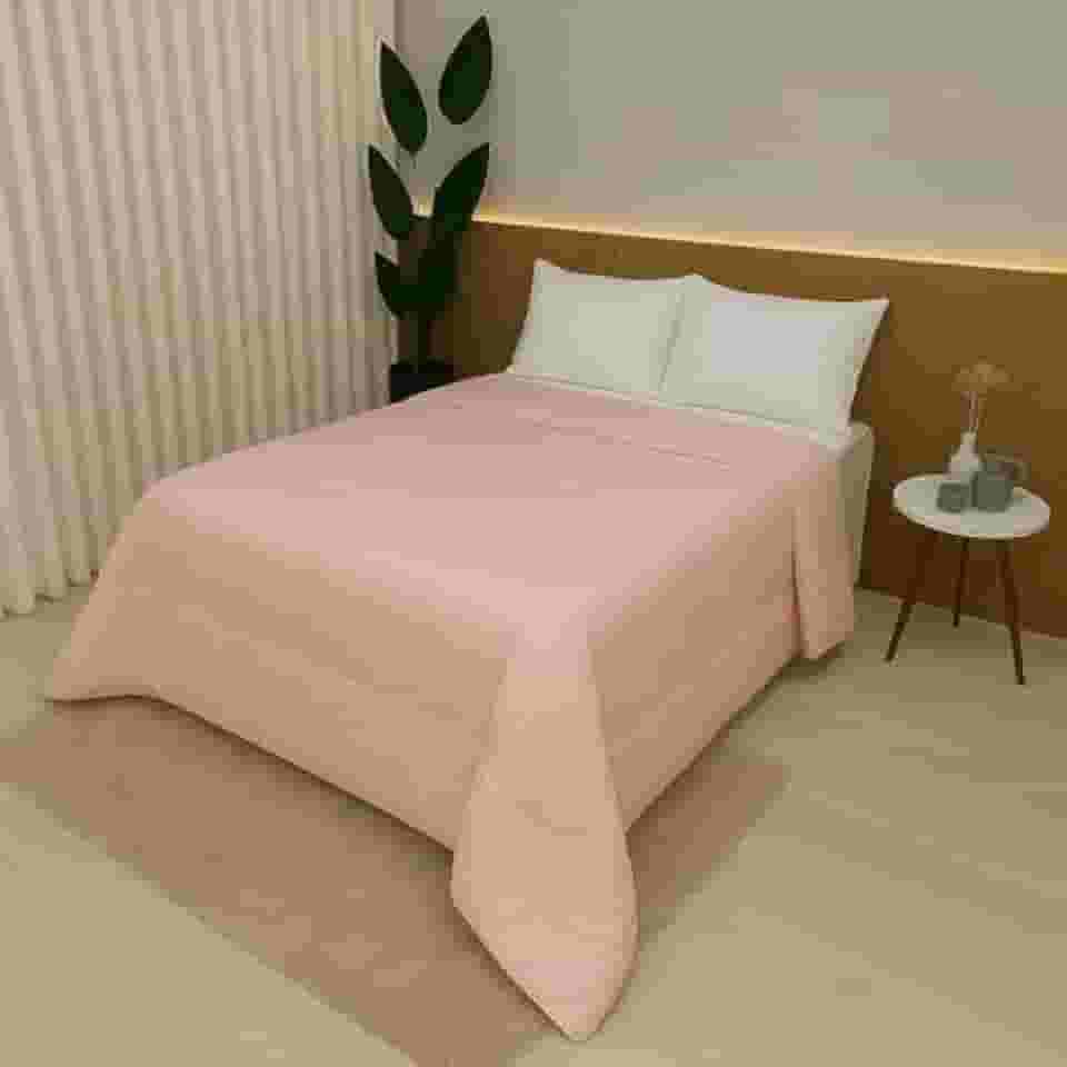 Edredom Casal e King 100% Algodão 400 Fios Dupla Face Grosso para Inverno – Antialérgico e Aconchegante (Rose,King)