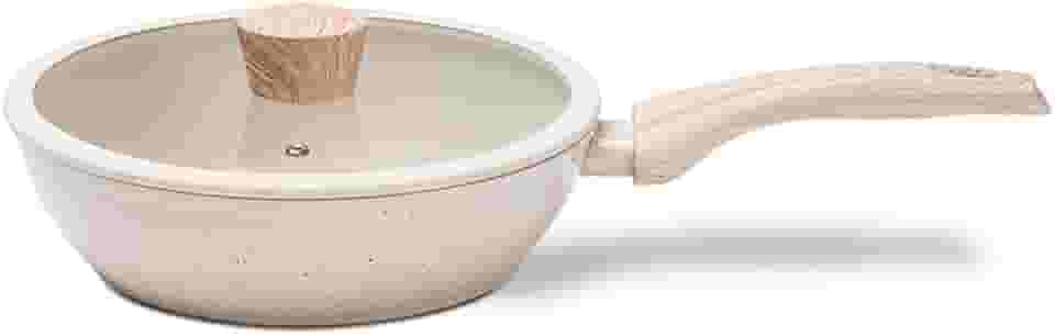 Brinox - Frigideira Alta com Tampa 24Cm 2,3L Ceramic Life Sirius com Fundo de Indução - Vanilla