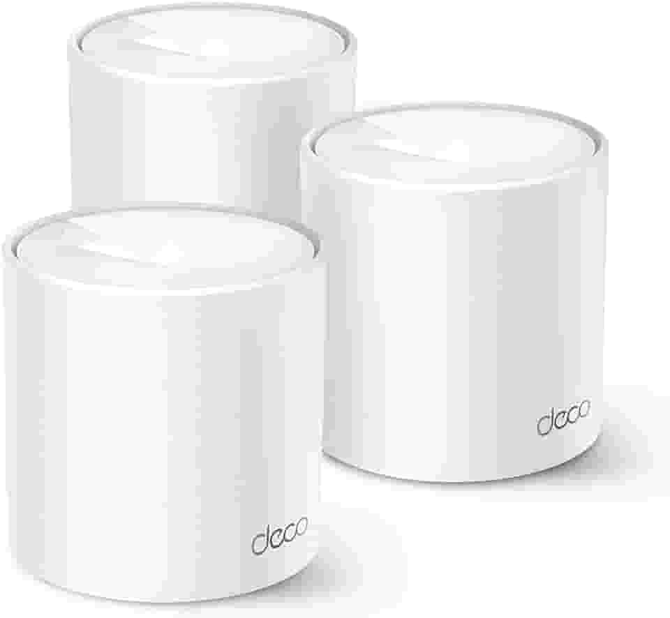 TP-Link Deco X1500 (3-Pack) – WiFi 6 AI Mesh System, AX1500 Dual Band 2.4 GHz/5 GHz, Coverage up to 600 m², 3X Gigabit Ports per Unit, Band 160MHz Channel, ODFMA, 1024QAM, White
