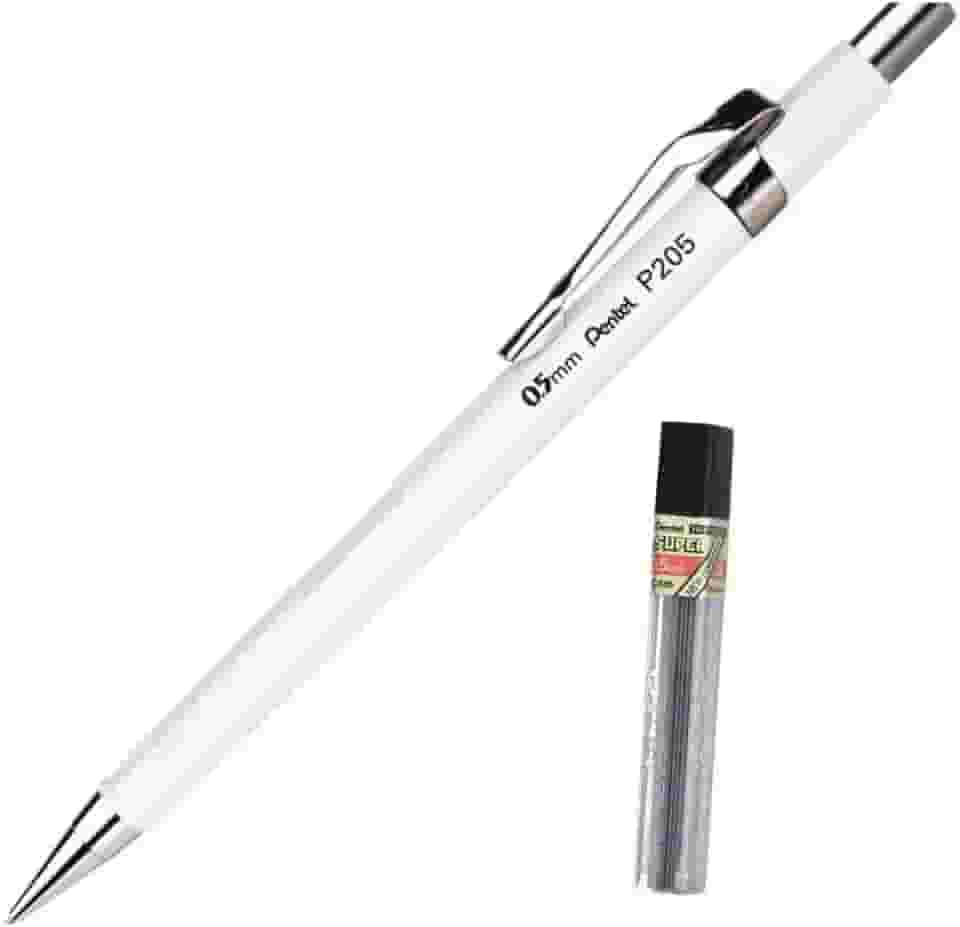 Lapiseira Pentel Sharp P200 0.5Mm Branca + Grafite, Pentel, Sm/P205-Wm, Branca