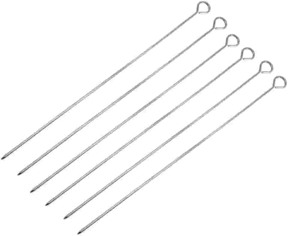 Kit 6 Espetos Inox 30 Cm Para Churrasco Espetinho Assar Carne Frango Legumes Vegetais