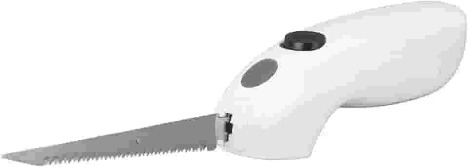 Faca Elétrica Sem Fio - Faca Elétrica para Cortar Carne, Bife, Peixe, Aves, Pão, Legumes Com Lâminas de Aço Inoxidável Serrilhadas e Cabo Ergonômico, Alimentado por Bateria