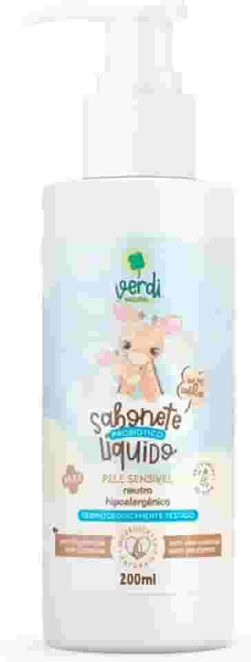 Sabonete Líquido Vegano Natural Bebê Infantil Probiótico Hipoalergênico Neutro Desenvolvido para Pele Delicada Não Arde os Olhos Derrmatológicamente Testado 100% Natural