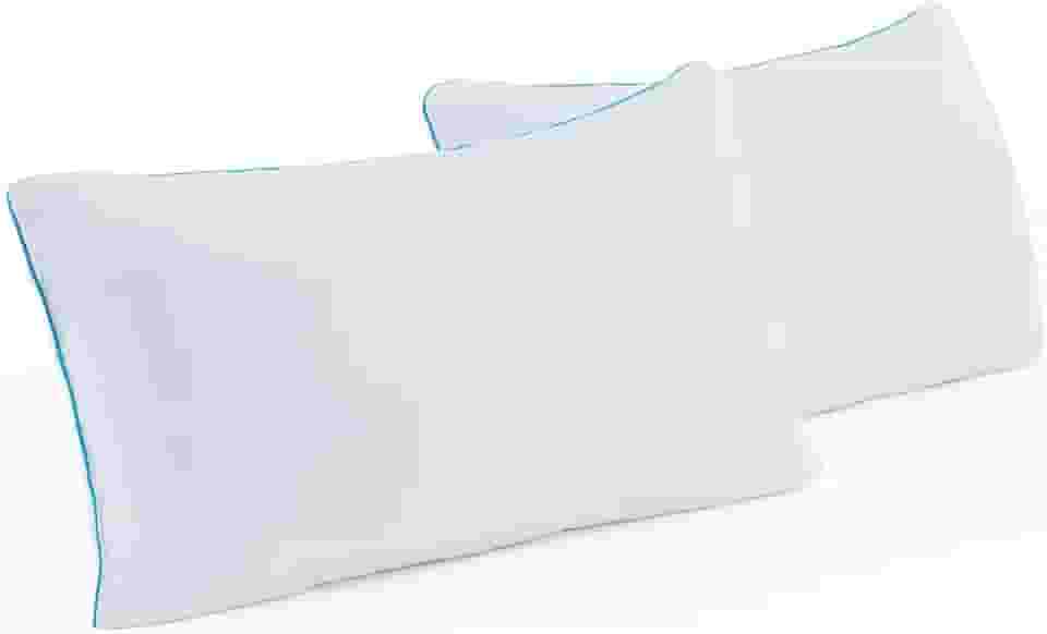 LINENSPA Pacote com dois travesseiros de espuma viscoelástica de gel desfiado – Travesseiro de cama refrescante – Dorminhocos laterais, estômago e costas – Pacote com 2 – King