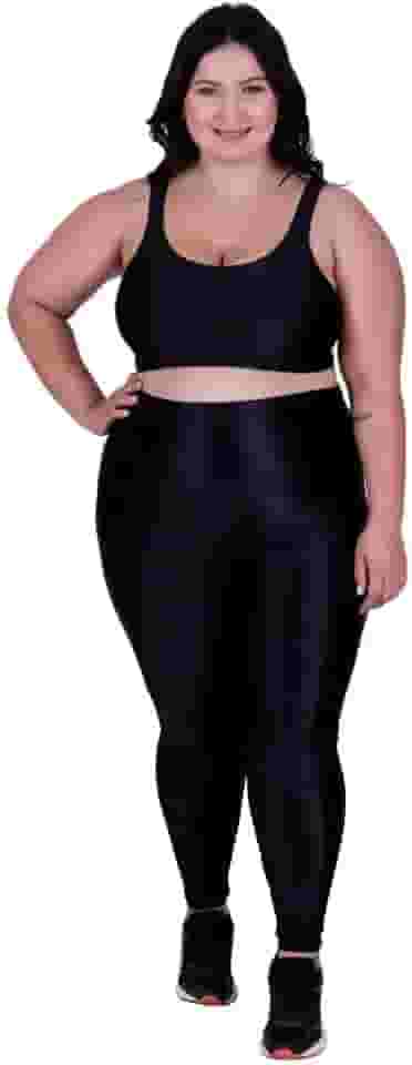 Conjunto Fitness Plus Size Cós Alto Top de Academia e Calça Cintura Alta Barbara