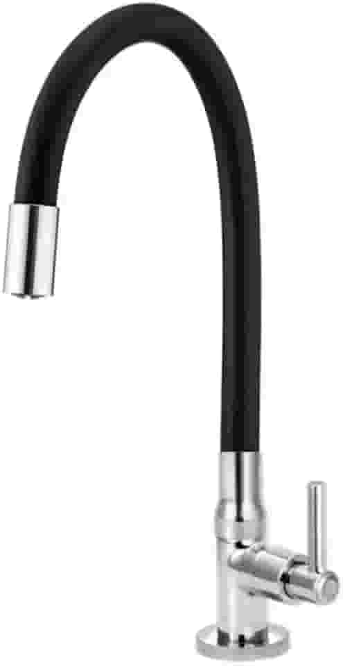 Torneira para Cozinha de Mesa Bica Flexível Gourmet Preta