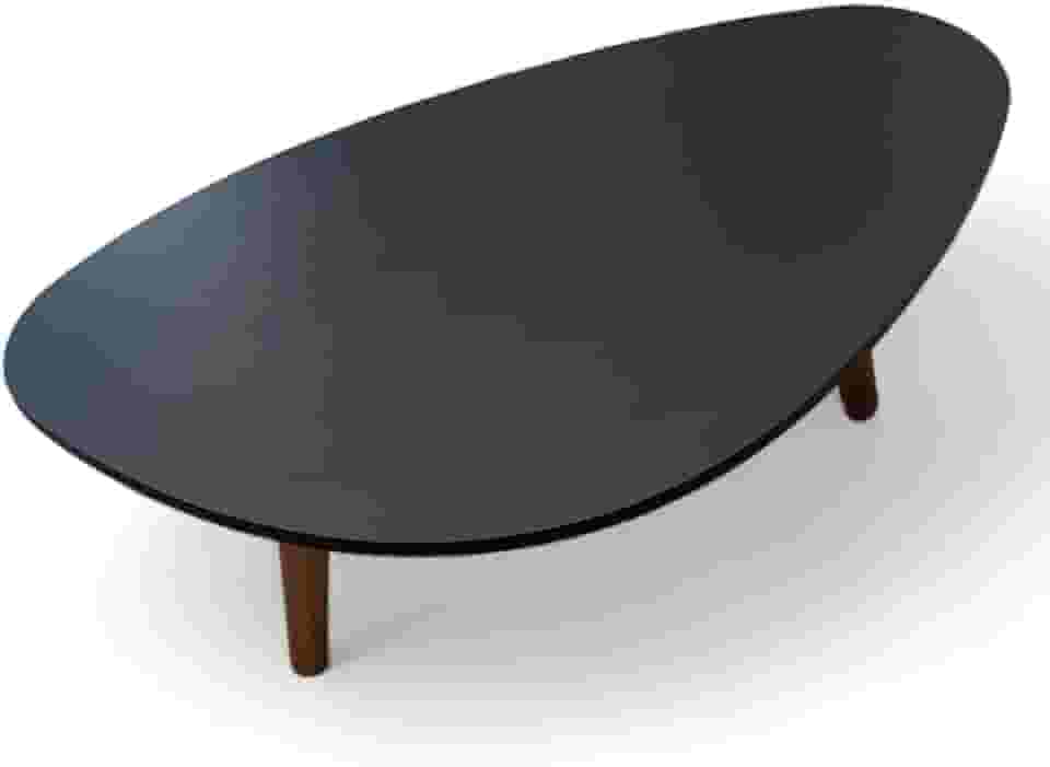 Mesa de Centro Orgânica Pés Palito em Madeira 90x52cm Preto