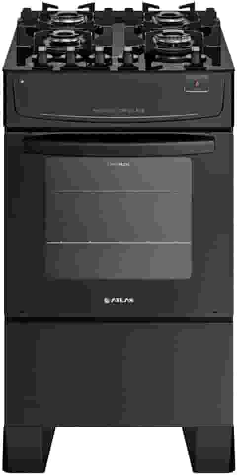 Fogão Atlas 4 Bocas preto Mônaco Top Glass com Acendimento automático - Bivolt