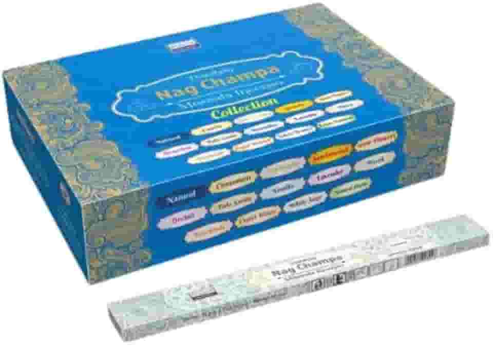 Incenso Nag Champa Massala Collection - 25 Caixas com Diversas Fragrâncias, 15g Cada, Ideal para Relaxamento e Meditação