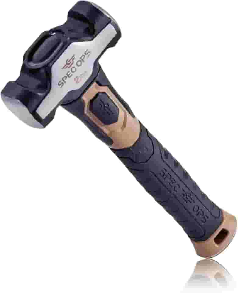 Spec Ops Martelo de perfuração de ferramentas, marreta de 900 g com alça bi-material de absorção de choque e amortecimento de vibração, 3% doado para veterano preto/marrom
