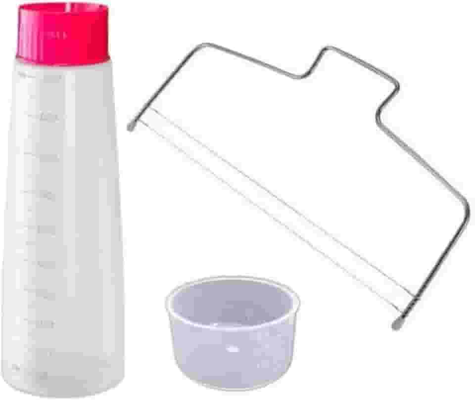 Kit Bisnaga Molhar Umedecer Bolo + Nivelador Cortador Fatias 2 Fios