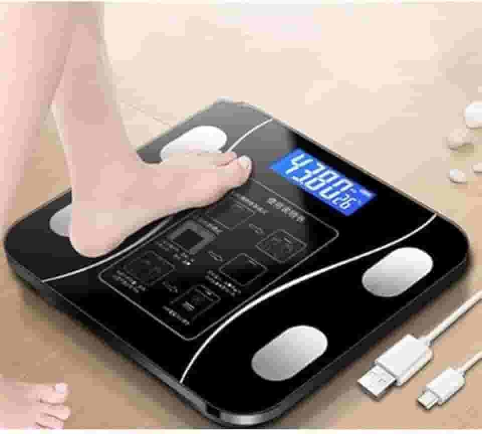 Balança Digital Bioimpedância Corporal Bluetooth Aplicativo Carrega via USB -Ideal Para Fitness, Academia, Nutri, Banheiro, Saúde E Bem Estar