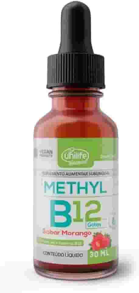 Vitamina B12 Methyl em gotas Unilife sabor Morango 30 ml