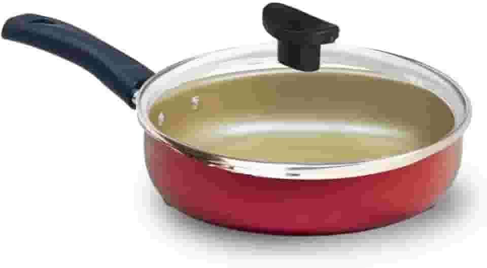 Frigideira Alta 18 cm Teflon Antiaderente com Tampa de Vidro