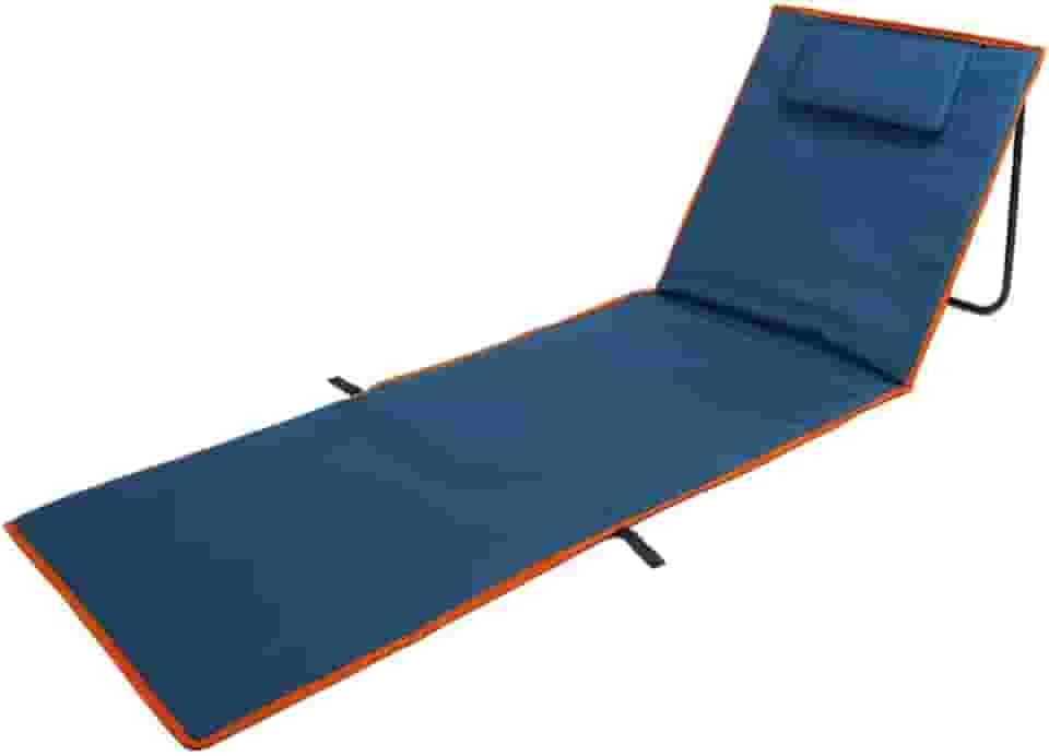 NTK, Espreguiçadeira e Esteira Portátil de Praia com Com Almofada Alça e Bolso, Azul Escuro