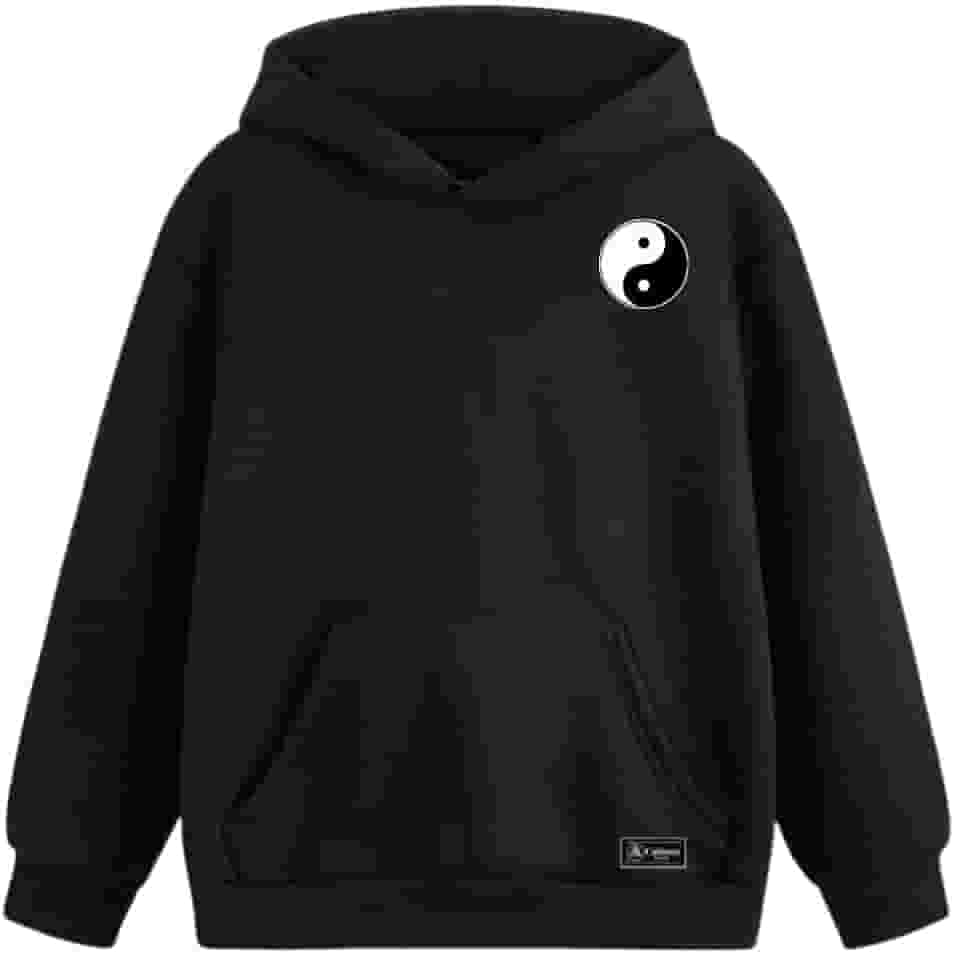 Blusão Moletom Canguru Yin Yang Infantil Personalizado com Capuz e Bolso