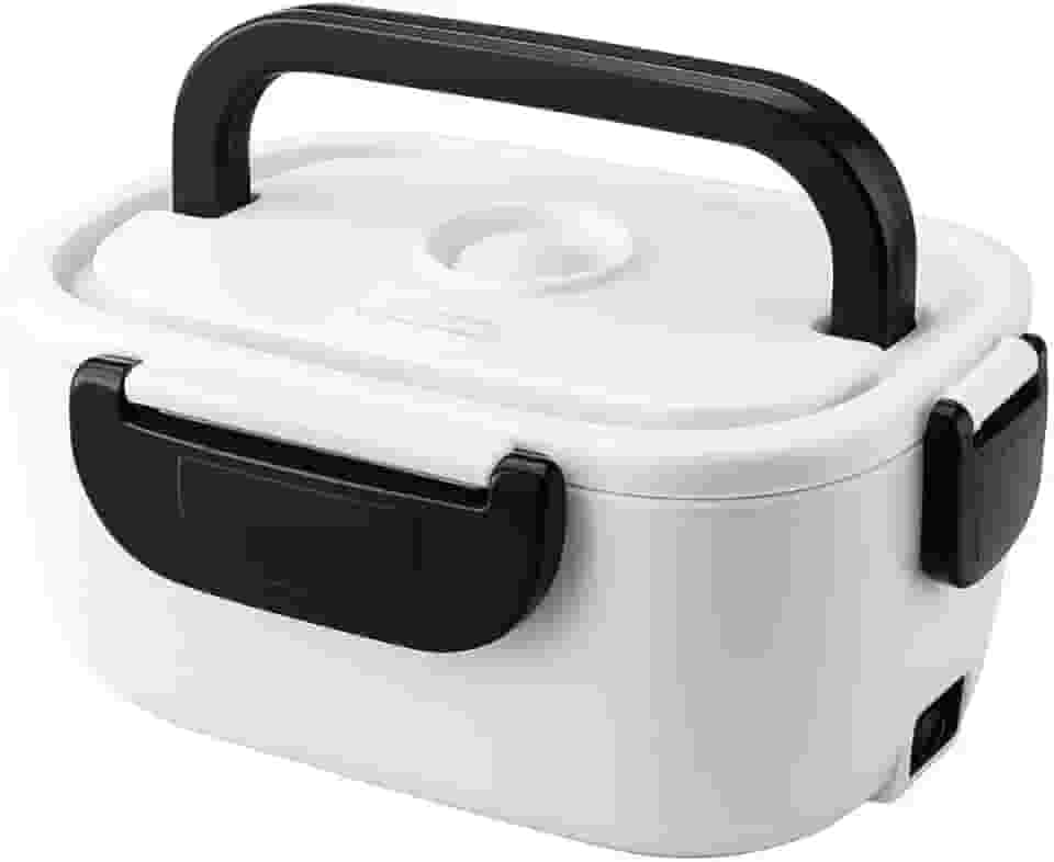 Marmita Elétrica Portátil 1,5L com Duas Divisórias Internas Removíveis BiVolt 110V/220V com Aquecimento Rápido e Tampa com Trava Ideal para Casa, Trabalho, Escritório, Caminhão e Carro (Preto)