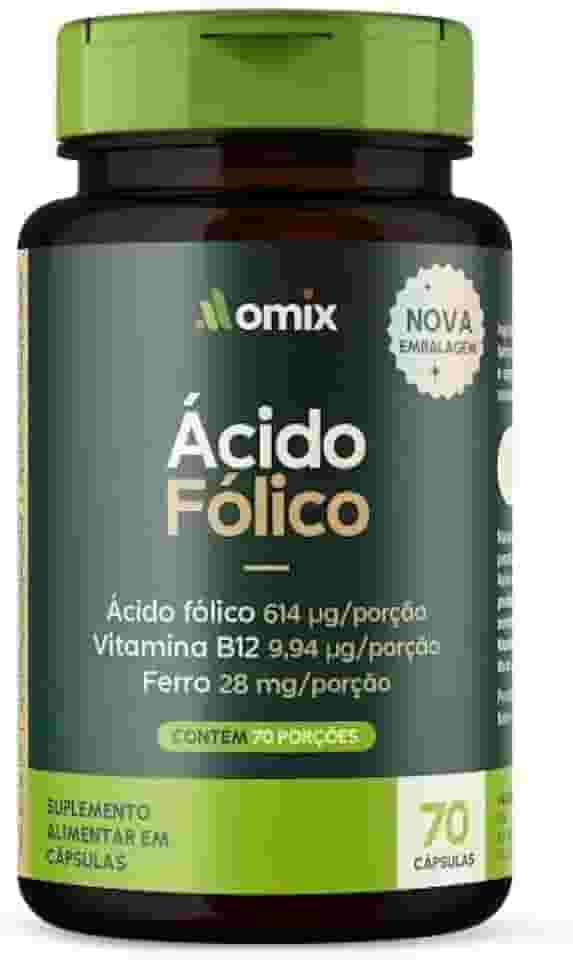 Ácido Fólico, Ferro e Vitamina B12-70 cápsulas - Omix