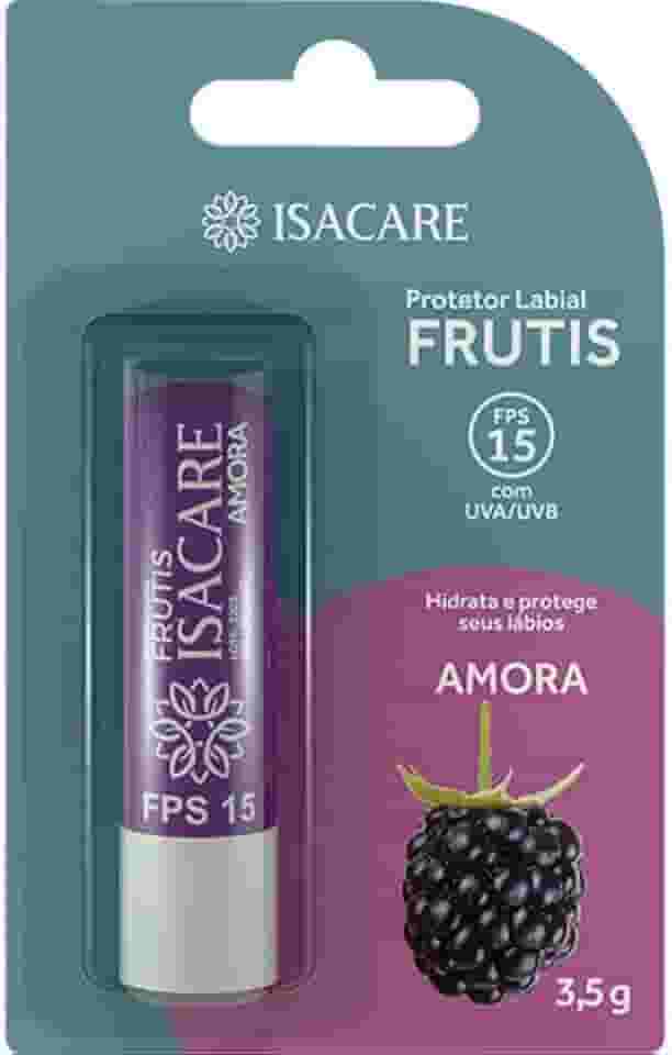 Isacare – Protetor Labial Frutis Amora FPS 15 3,5g | Aroma de Frutas e Brilho Natural | Hidratação 24h com Manteiga de Karité | Proteção UVA/UVB