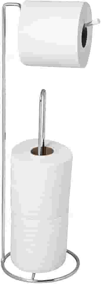 Suporte de Chão Porta Papel Higiênico Cromado - Capacidade 3 Rolos - Design Moderno, Antiferrugem, Portátil e Durável - Ideal para Banheiro sem Furos ou Instalação