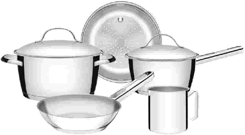 Jogo de Panelas Tramontina Allegra em Aço Inox com Fundo Triplo 5 Peças