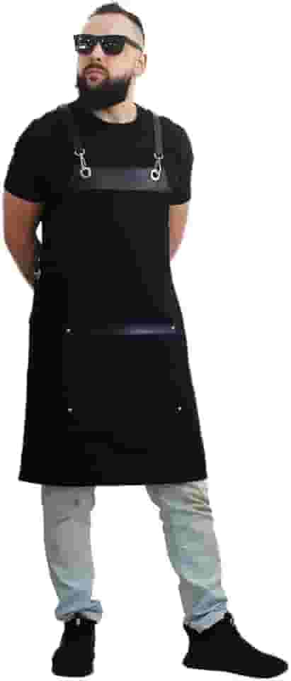 Avental preto bartender barista cafeteria atendimento drinks eventos com alças ajustaveis