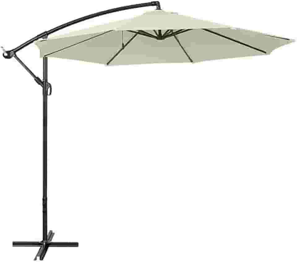 Ombrelone Lateral Suspenso 3m Alumínio com Manivela Cobertura em Poliéster Para Jardim e Varanda