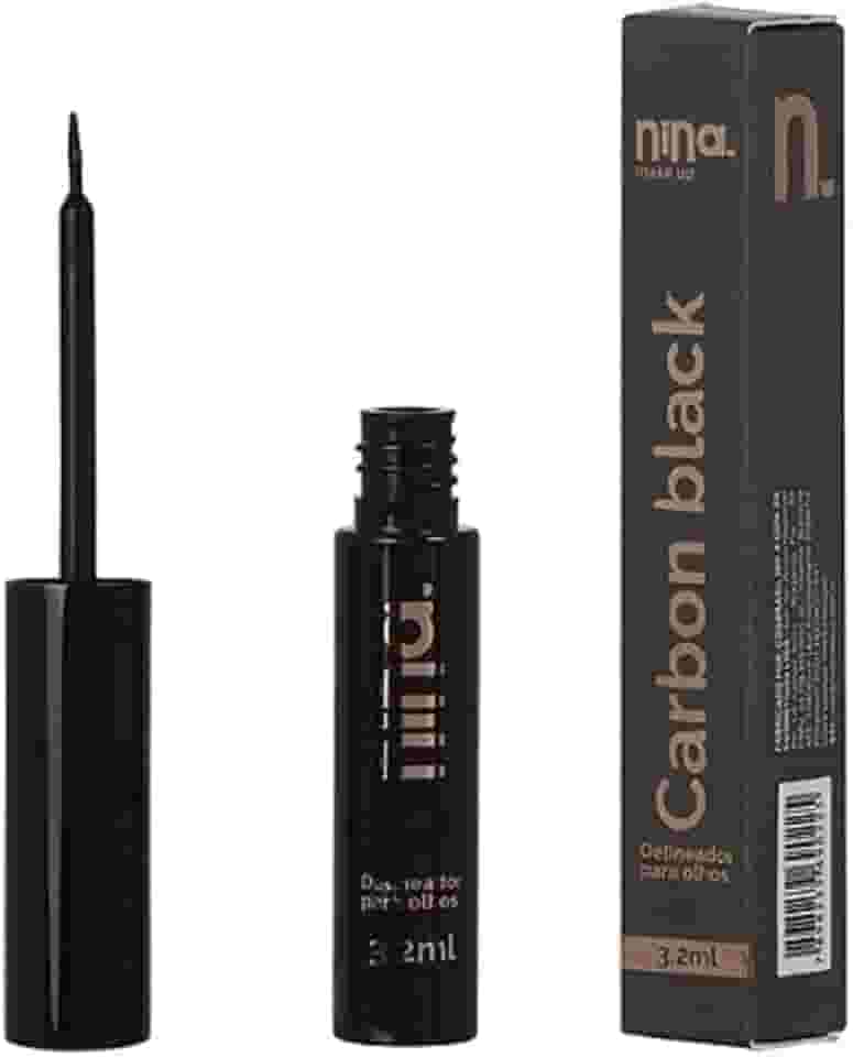 Delineador Líquido para Olhos Carbon Black, 3.2ml, Nina Makeup