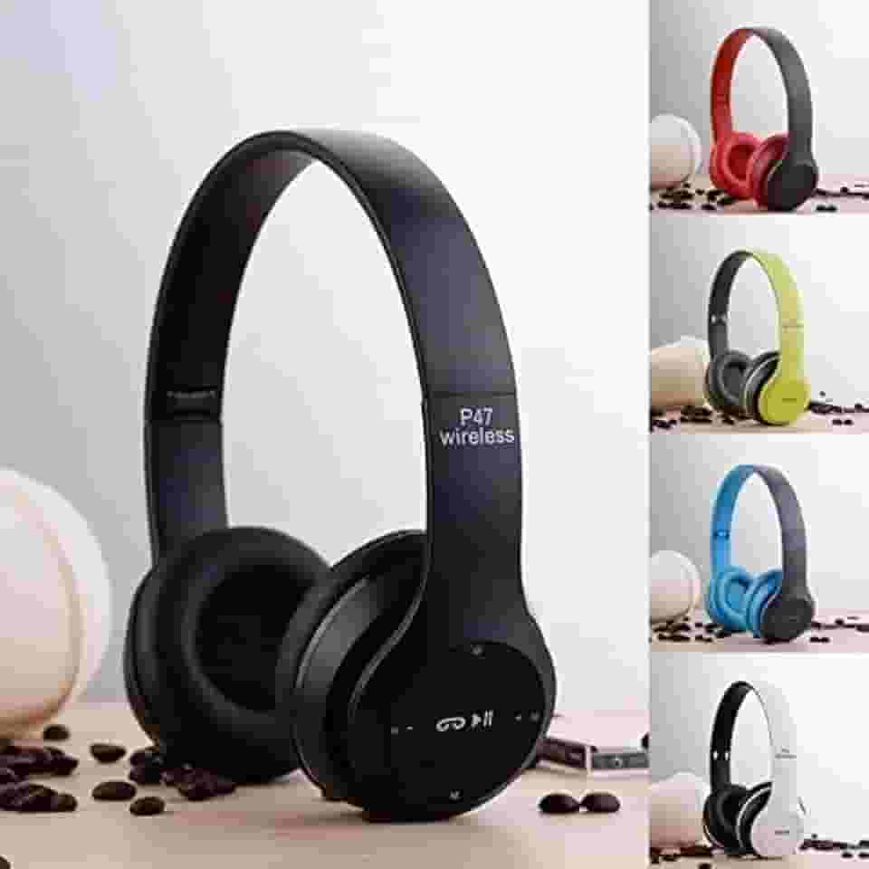 Fone De Ouvido Headphone Sem Fio Bluetooth P47 Micro SD FM Preto