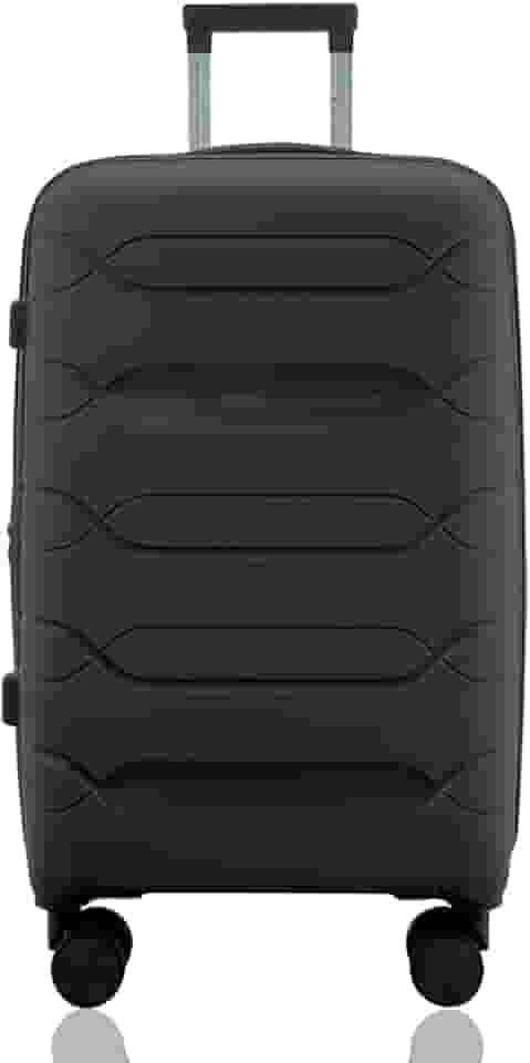 Mala de Viagem Média 23kg Despachada Expansiva Rígida Polipropileno Rodas Duplas 360º Cadeado TSA Gladiador P1M Preto