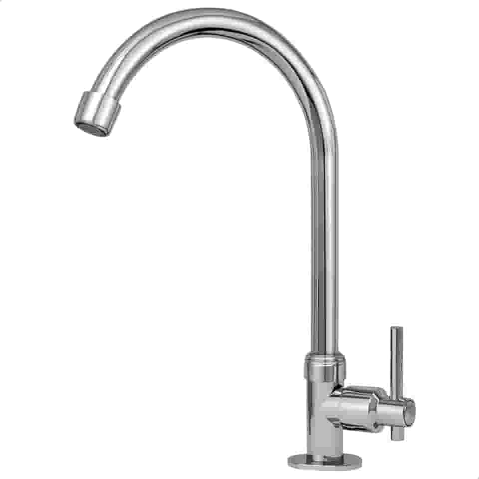 Torneira Pia Lavatório Banheiro Lavabo SOFTINOX em Metal Inox Alta com Bica Móvel 360°– Instalação de Bancada, 1/4 de Volta e Bico Arejador