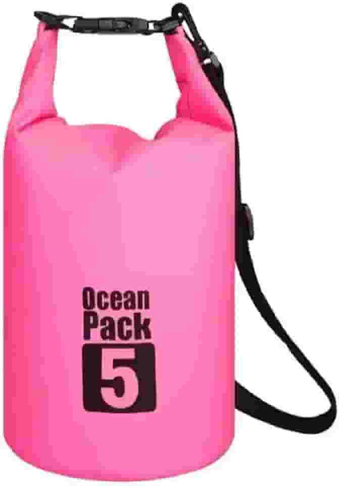 Saco Estanque Dobrável 5 Litros Impermeável com Alça Ajustável Prova D'Agua Mergulho Pescaria Saco Mochila