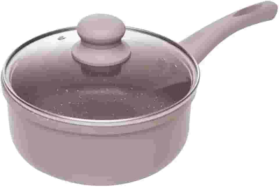 LYOR - Panela de Indução 16cm Taupe Alumínio com Revestimento Cerâmico e Tampa de Vidro