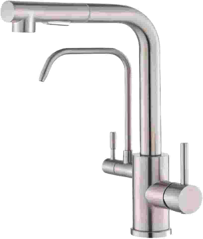 YESOP Torneira De Bancada Cozinha P/filtro Gourmet Pia Extensível Acabamento Escovado Cor Prateado