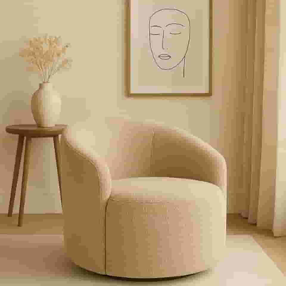 Poltrona Grécia Orgânica Decorativa em Tecido Boucle | Moderna Elegante Confortável com Almofadas