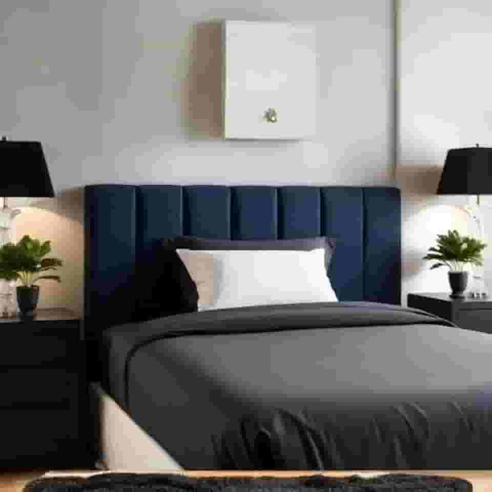 Cabeceira Estofada Modular Cama Casal Padrao 1,60mX45cm Módulos Adesivos (Azul)