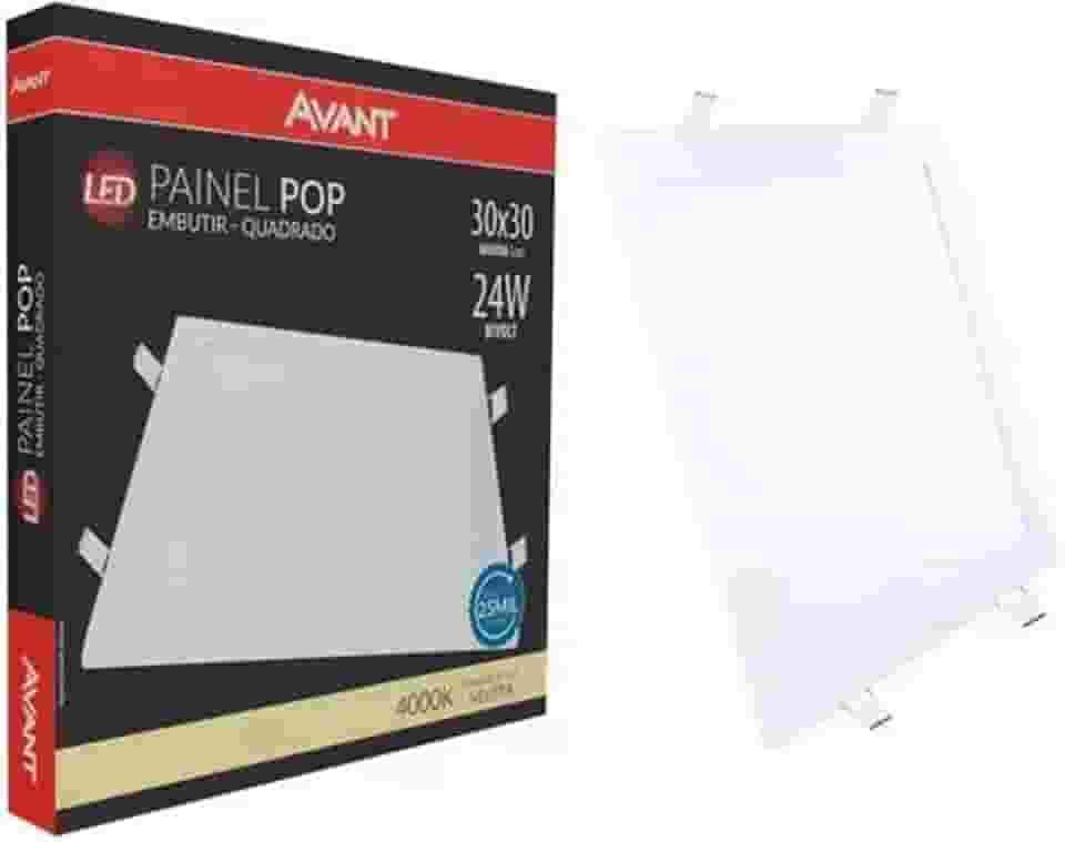 AVANT 858130874 Painel Led , Pop, Embutir Quadrado 30. Ne4000 K, 24 W, Bivolt 1680, Luz Neutra