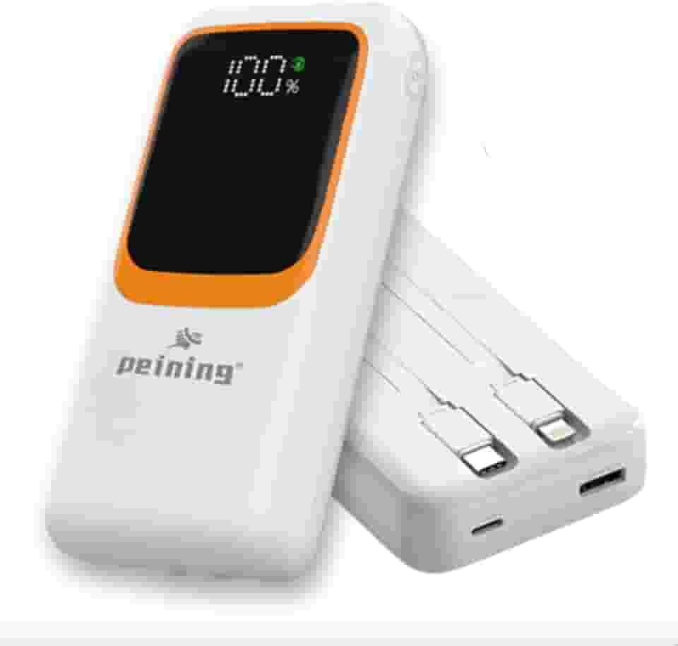 Power Bank 20000mAh, Carregador Portátil, Carregador Rápido de 22,5W, Bateria Externa, Visor LED, Carregador Turbo Para Celular, Compátivel Com Iphone e Android (Branco)