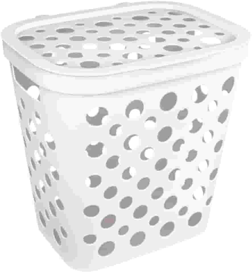 Cesto p/Roupas Usual 30L Ventilado Com Tampa Cores (Branco)