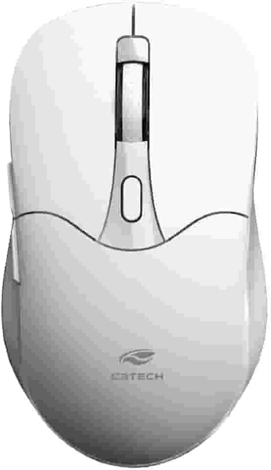 C3Tech mouse Bluetooth 5.0 e sem fio 2.4GHz M-BT60WH, Branco, Bateria recarregavel, com 6 botoes, 1600 DPI Ambidestro Plug and Play compativel com Windows, MACos, Linux, Chrome