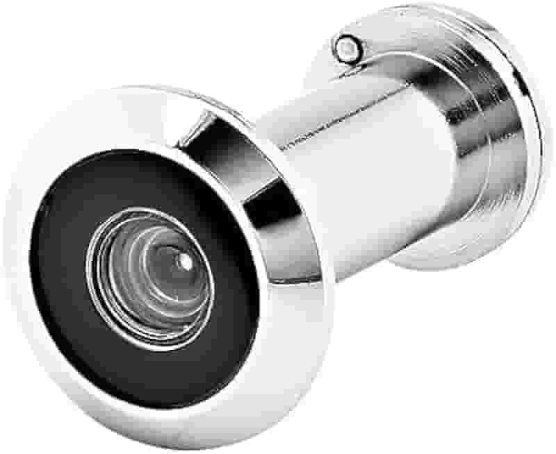 Olho Mágico Cromado 200°: Segurança e Visão Panorâmica para Sua Porta - Latão Durável, Fácil Instalação e Acabamento Elegante para Proteger Seu Lar