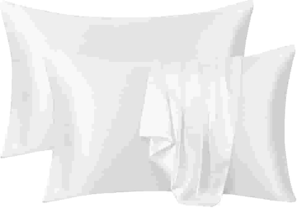 Ersmak Fronhas de cetim Queen conjunto de 2, fronhas de cetim ultra macias e sedosas para cabelo e pele, capas de almofada resistentes a desbotamento com fecho de envelope (branco marfim)